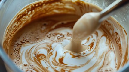 Protein Powder Being Stirred into Coffee