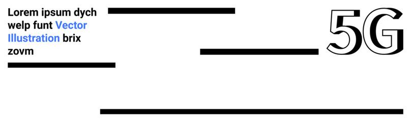 Fototapeta premium 5G text with bold black lines and placeholder text, symbolizing connectivity, speed, and innovation. Ideal for technology, telecommunications, internet, networks, digital transformation future