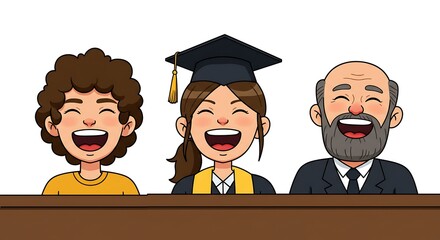 Obraz premium People Laughing at Graduation Ceremony Illustration