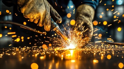 Metal welding sparks ignition industry manufacturing process and skilled trades