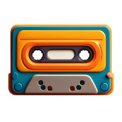 Fototapeta premium Colorful Vintage Cassette Tape with Bright Orange and Blue Design, Isolated On transparent Background