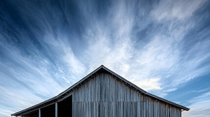 Obraz premium Rustic Wooden Barn Under Dramatic Sky