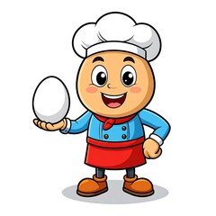 Funny Egg Mascot with Smiling Face, Arms, and Legs – Cartoon Breakfast Food Character on Isolated Background