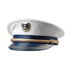 Classic Nautical Hat with Anchor Emblem and Blue Band, Isolated On transparent Background