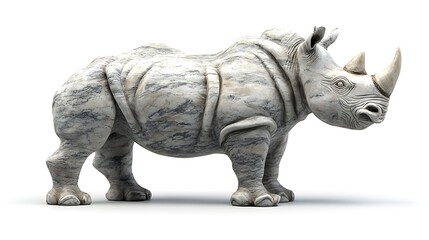 Obraz premium High Resolution Photo Of A Majestic Marble Rhinoceros Sculpture On White Background