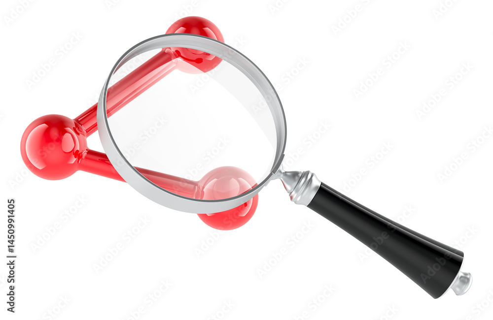 Poster share icon with loupe. 3d rendering isolated on transparent background