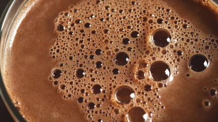 Chocolate Protein Shake with Frothy Bubbles on Top