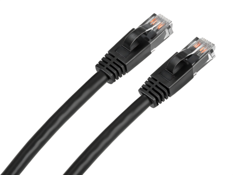 Black Lan cable with rj45 plug isolated on white background,PNG