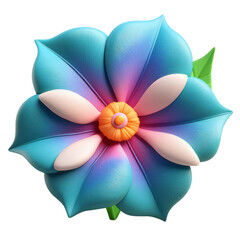 Vibrant Blue Flower with Soft Petals and Central Orange Blossom, Isolated On transparent Background