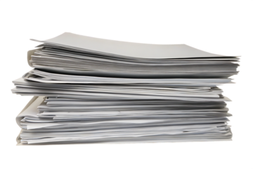 Stack Of Business Documents Papers. Isolated on Transparent background ,PNG