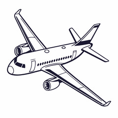 Airplane Vector Illustration Detailed Outline Aircraft Design Travel Transportation Concept