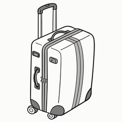 White Trolley Suitcase With Black Strokes And A Gray Handle Vector Illustration