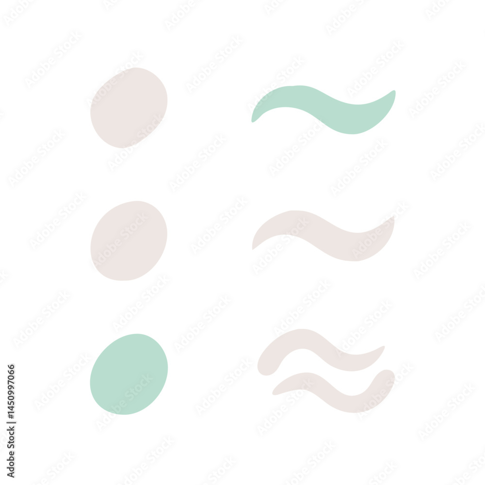 Poster muted color geometric abstract shapes illustration on black background for design elements