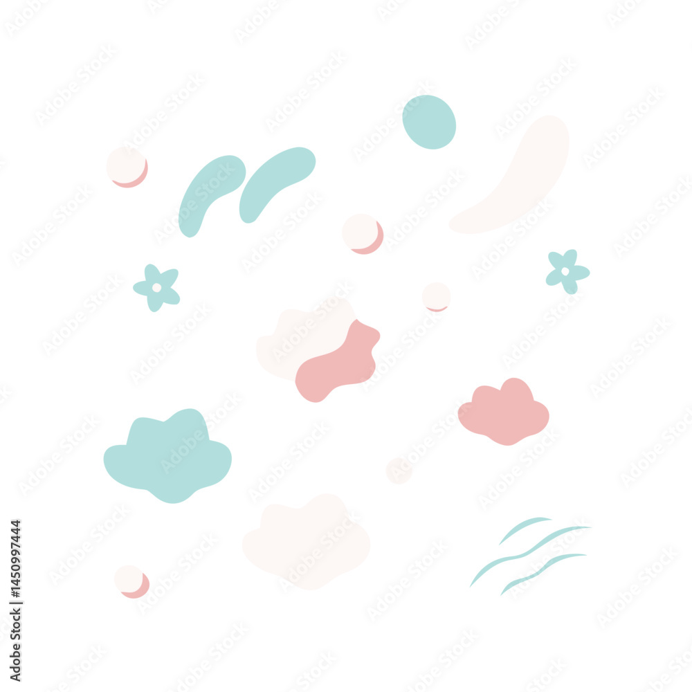 Poster minimalist abstract pattern featuring pastel shapes on a black background vector graphic