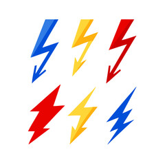 Isolated Lightning Bolts Vector Illustration With Vibrant Colors On A Black Background