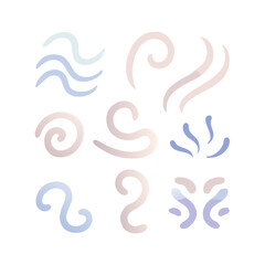 Set Of Abstract Doodle Elements With Gradient On A Black Background Illustration