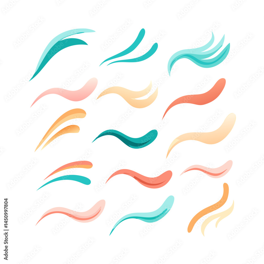 Poster abstract colorful wavy shapes on black background vector graphics illustrations