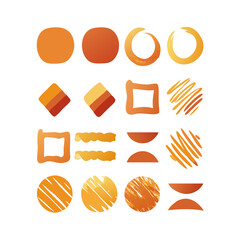 Orange Abstract Shapes Artistic Elements Design Set On Black Background Illustration