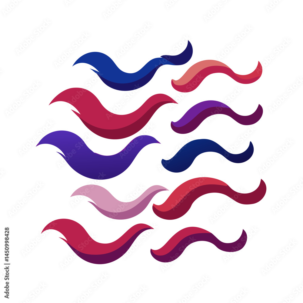 Poster abstract shapes with gradient color palette in curvy lines on black background