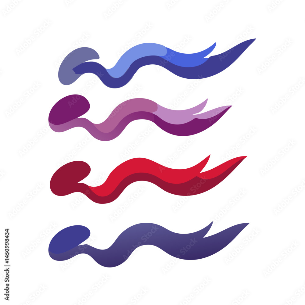 Poster abstract wavy ribbons vector graphic design with gradient colors on black background