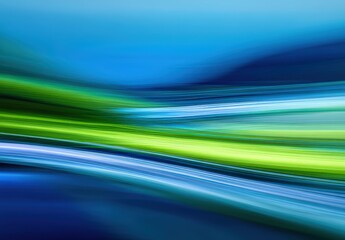 Abstract motion blur with blue and green waves.