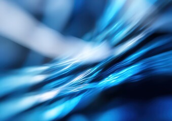 Abstract blue fractal waves emanating light.