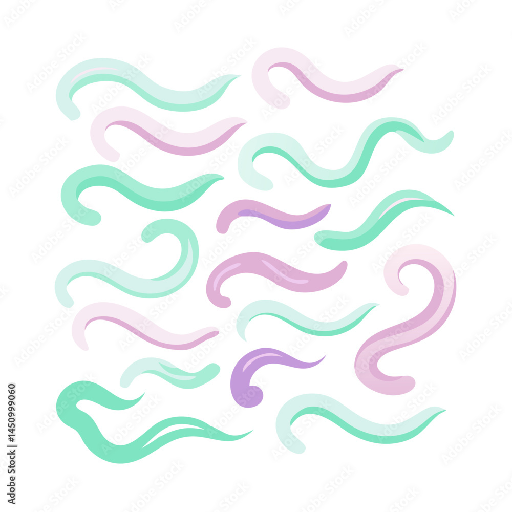 Poster abstract pastel colored curls vector graphics on black background design elements