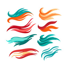 Vector Illustration Of Colorful Abstract Flames And Waves On Black Background Design