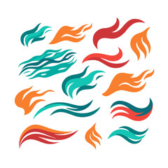 Obraz premium Abstract Colorful Flames And Waves On Black Background Vector Illustration Graphic Resource