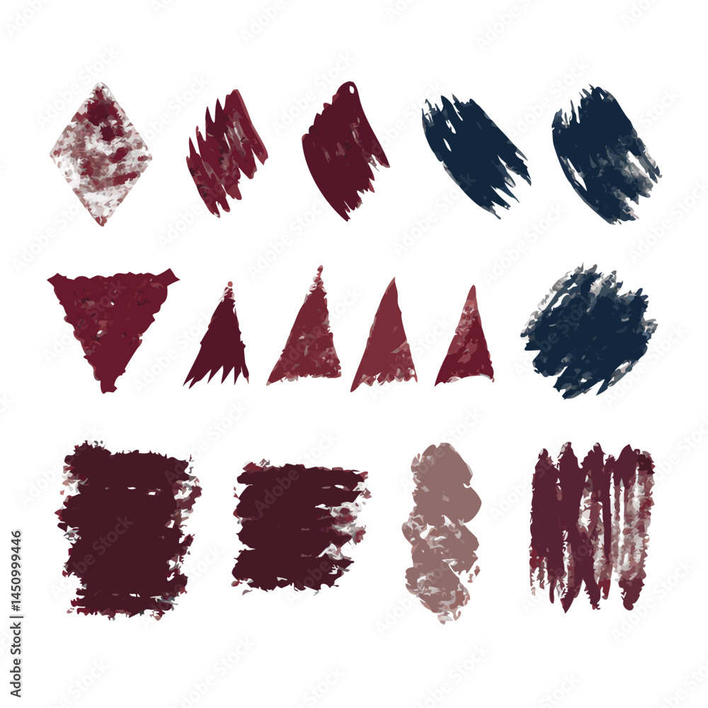 Poster abstract brush stroke shapes pattern on black background vector illustration design