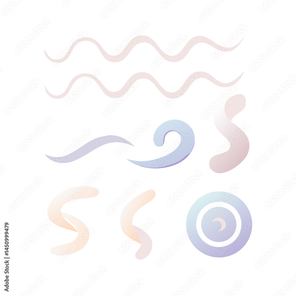 Poster abstract graphic elements collection featuring waves and curves on black background