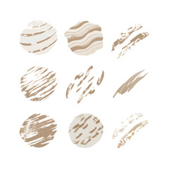 Earth Tones Abstract Brush Stroke Collection On Black Background Vector Illustration