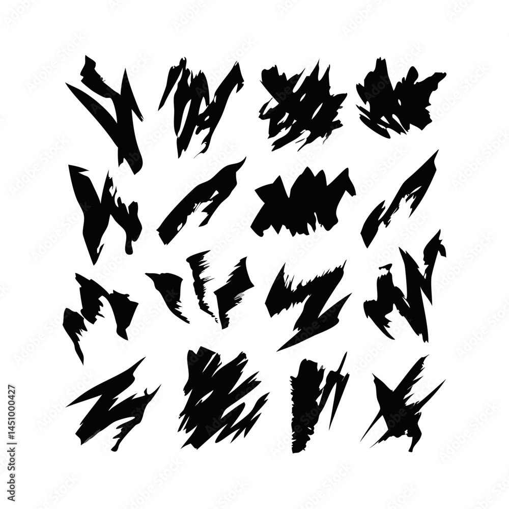 Poster abstract brush strokes vector background black ink texture art design element