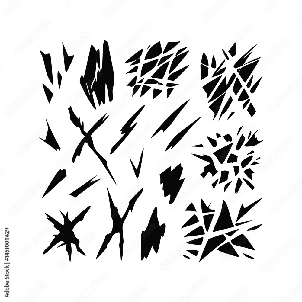 Poster abstract shattered dark glass texture with random sharp edges and broken pieces