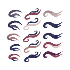 Collection Of Decorative Swirls Design Elements Set In Abstract Style Over Black Backdrop