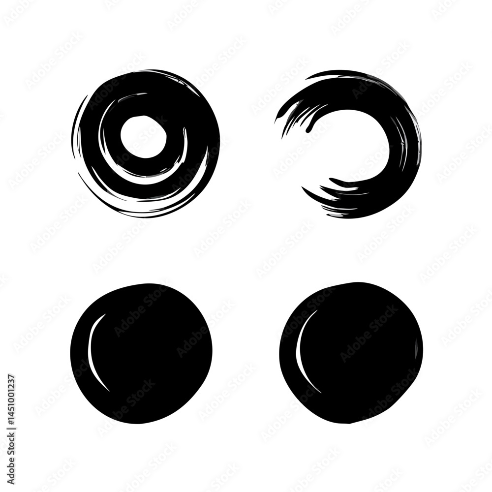 Poster abstract grunge circles on black background artistic rough edges design element