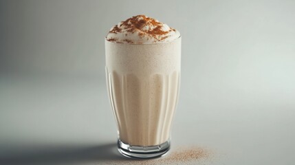 Glass of Vanilla Protein Shake with Cinnamon Sprinkles
