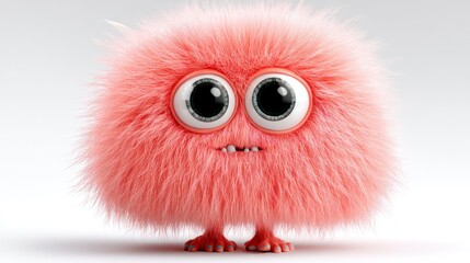 Fototapeta premium A fluffy pink creature with big eyes and tiny feet perfect for whimsical designs and children