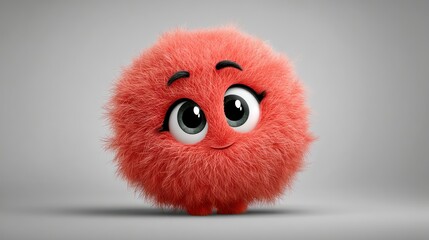 Fototapeta premium A fluffy red creature with big eyes and a cheerful expression perfect for childrens content
