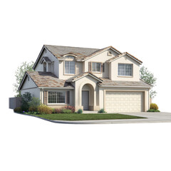 Beautiful Two Story Suburban Home Exterior Architectural Design