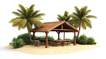The beach resort features a distinctive dining experience with pastel colors