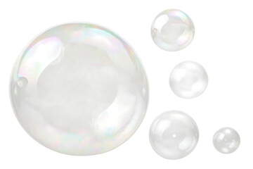 Soap foam, colorful bubbles isolated on white background,PNG