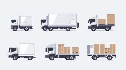 Trucks Loading Cargo Various Angles