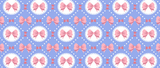 Cute seamless pattern with bows in a frame.