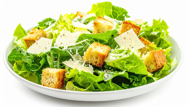 Classic Caesar salad with romaine lettuce, croutons, and parmesan cheese. AI