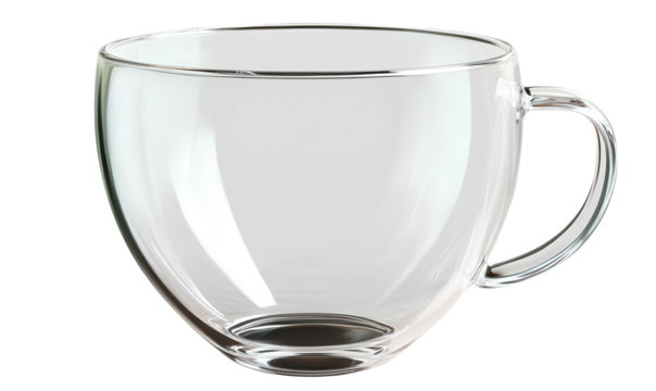 glass cup, transparent background, PNG file with white background and the cutout of the glass is visible on it
