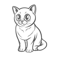 Cute Burmese Cat Cartoon Illustration