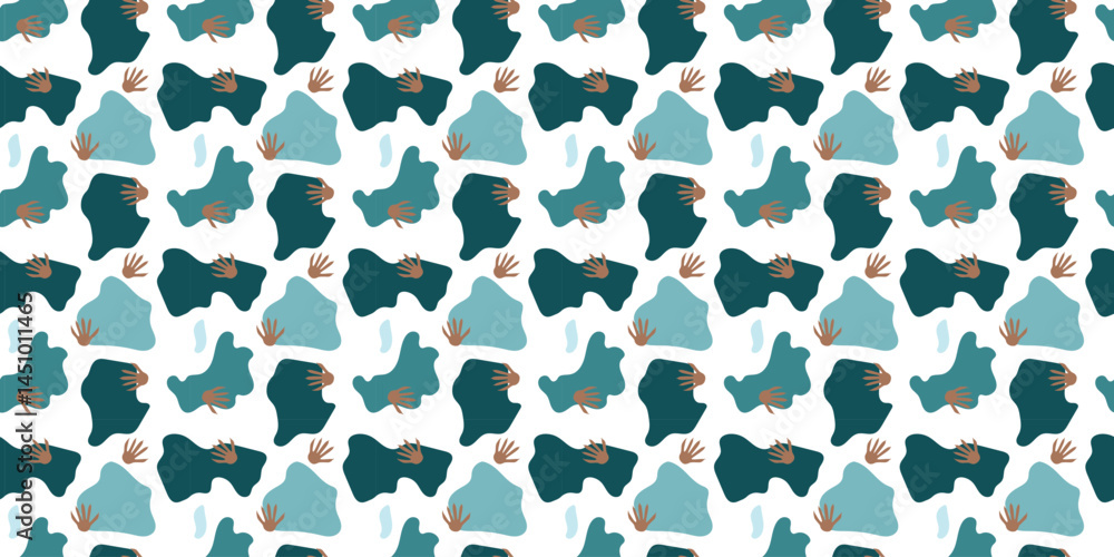 Aufkleber seamless pattern with rat footprint and abstract liquid shapes. animal footprint background for text