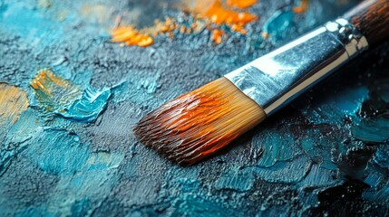 Fototapeta premium Red drop liquid lipstick is applied with a colorful brush, as seen in a closeup shot on the applicator