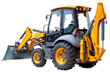 Land vehicle backhoe loader isolated on white  background